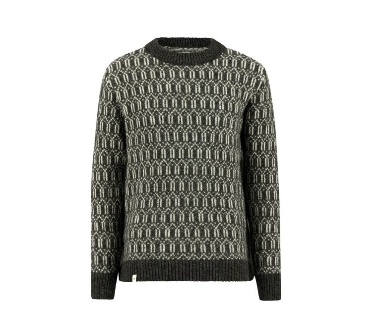 Ulvang Echo Crew Neck Peysa - Charcoal Melange Off White